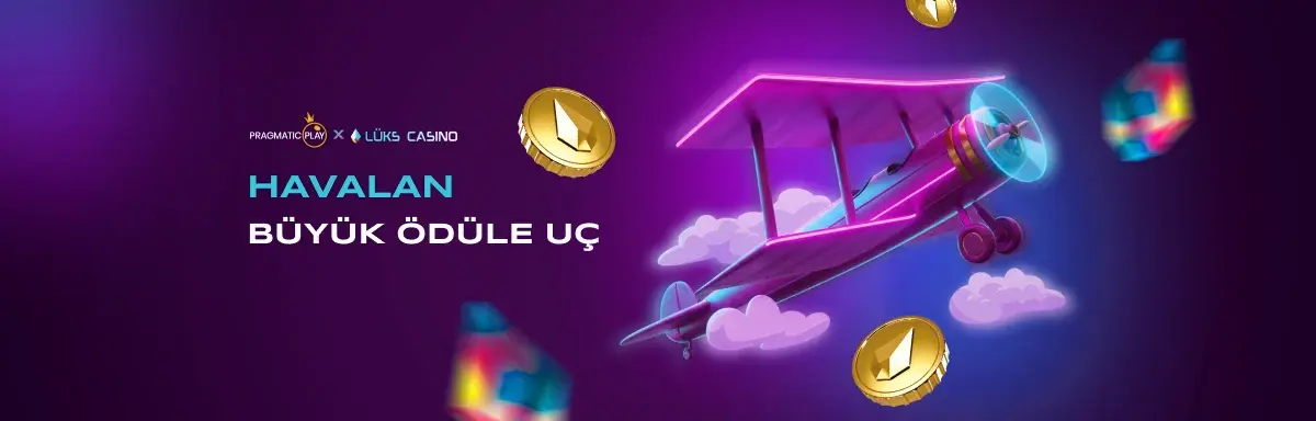 Pragmatic Play Havalan, Büyük Ödüle Uç afişi: bulutlar arasında çift kanatlı uçak