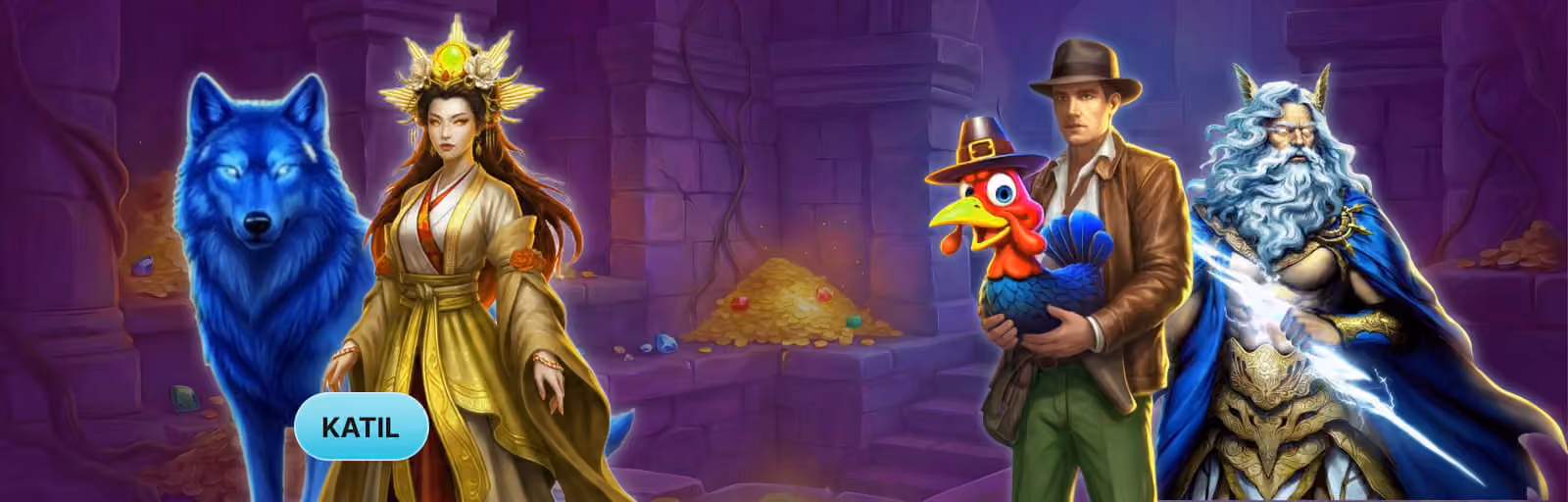 Mavi kurt, imparatoriçe, kaşif ve büyücü: slot oyunu karakterleri