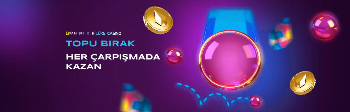 BGaming Topu Bırak afişi: plinko topu ve altın jetonlar