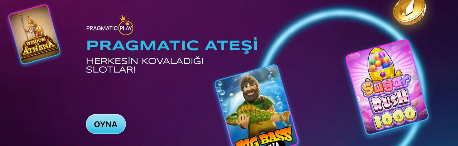 Pragmatic Ateşi afişi: Wisdom of Athena, Big Bass ve Sugar Rush oyun kartları