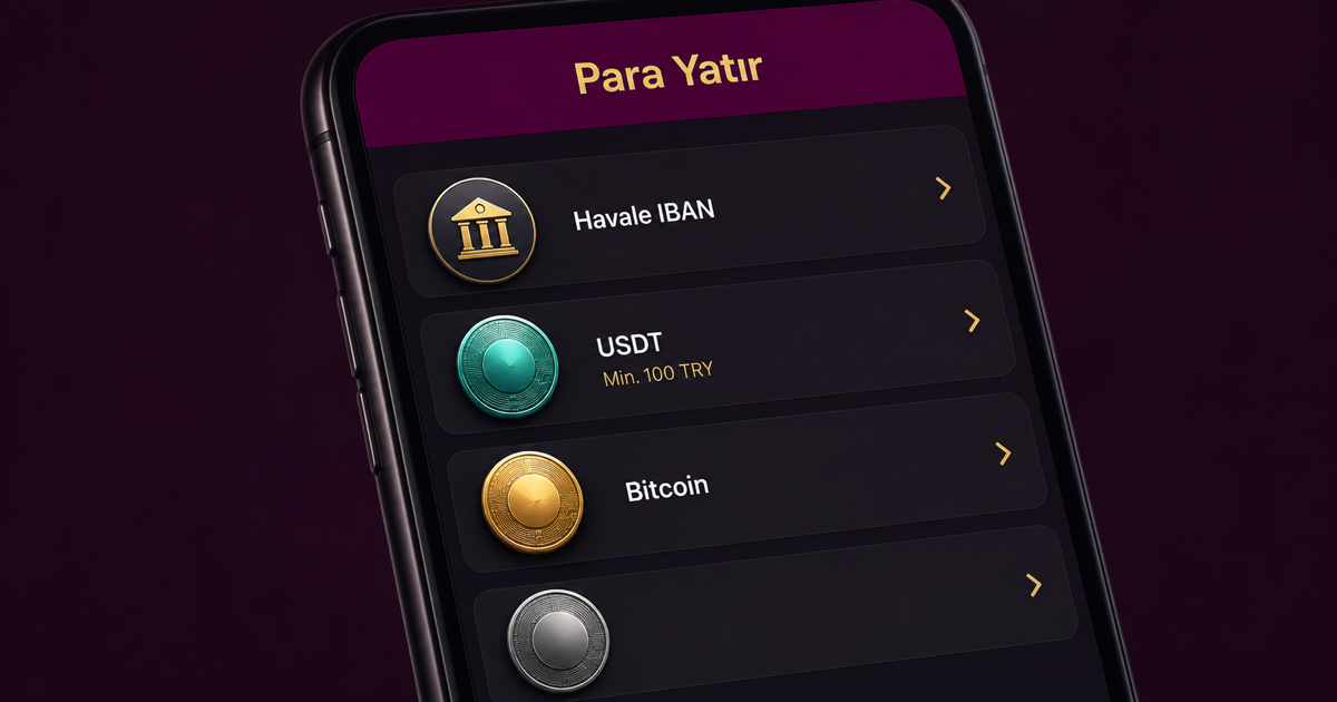 Lüks Casino para yatırma ekranı